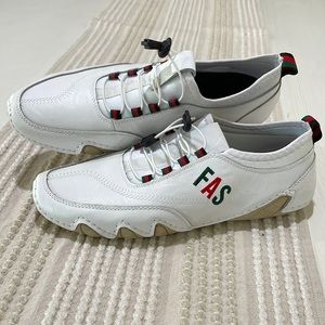 NWOT FAS men’s white leather Italian sneakers. Men’s size 10.5/11 Euro 46. Nice!